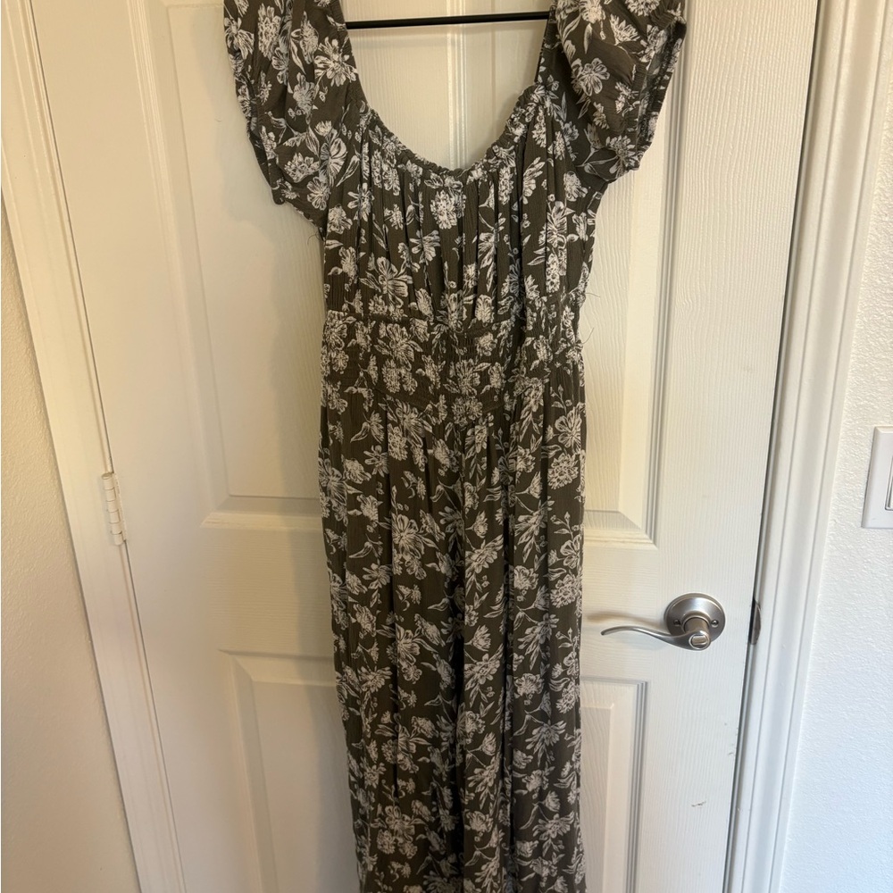 Green floral romper